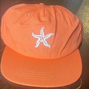 Orange Cap with Starfish Embroidery